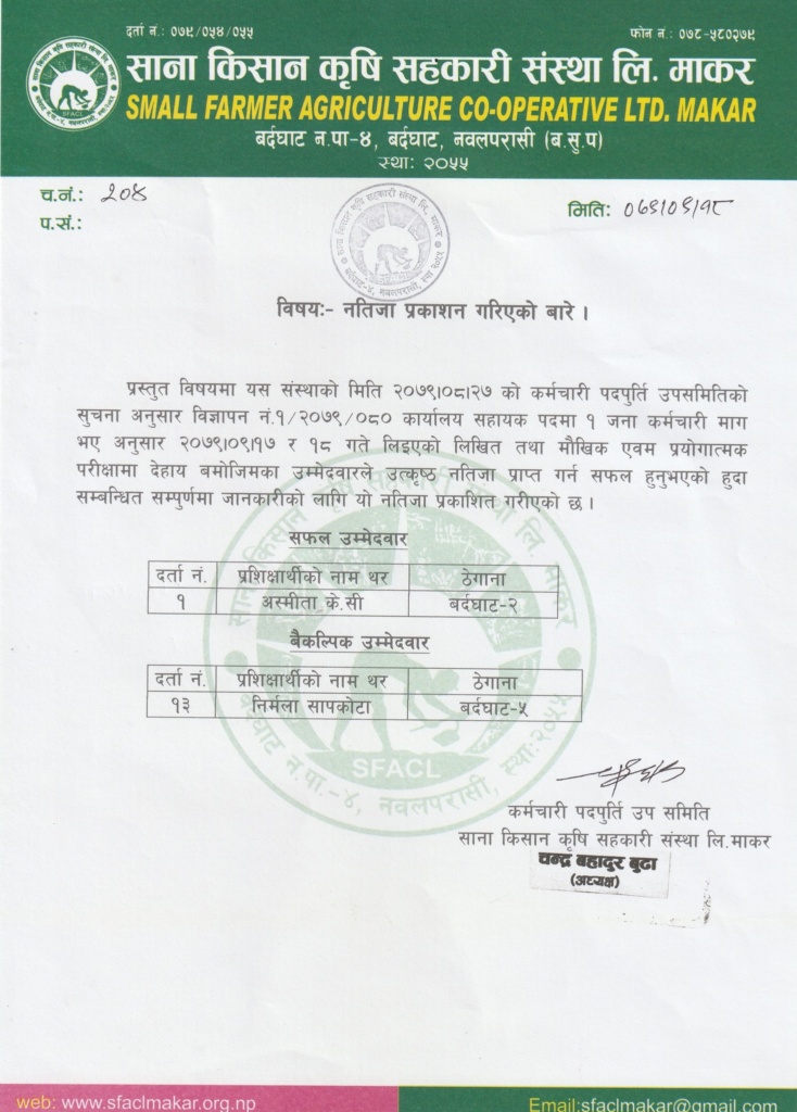 sfacl-vacancy-result